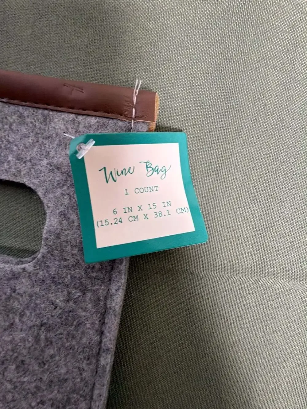 Gray Felt Wine Bottle Gift Bag 6 in x 15 in